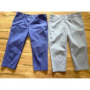 Lot of 2 Ann Taylor LOFT Women's Original Crop Pants Sz 6 Blue Cotton Blend‎